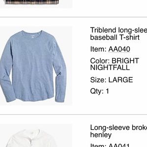 Jcrew Long sleeved baseball tee